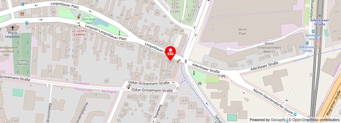 Street map section around the address