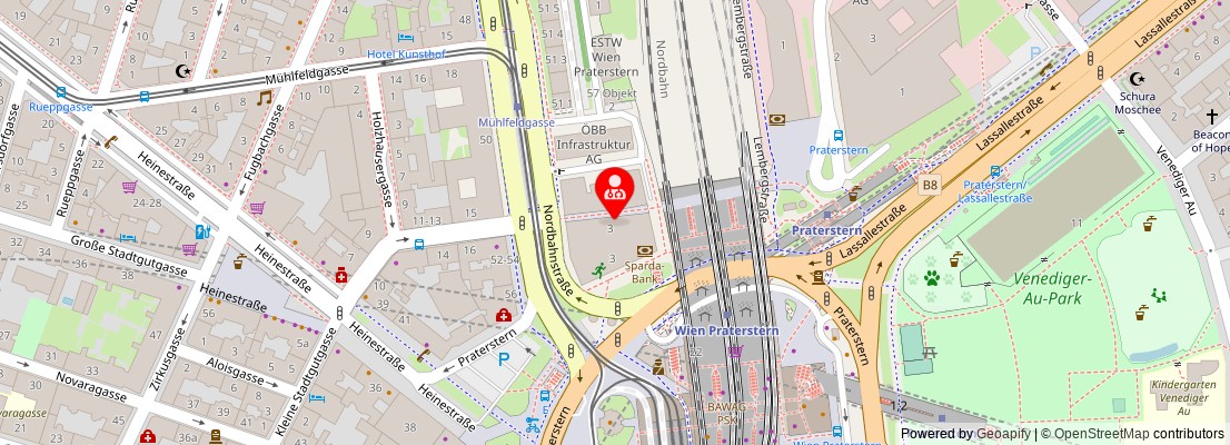 Street map section around the address