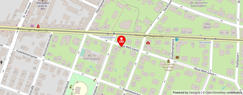 Street map section around the address