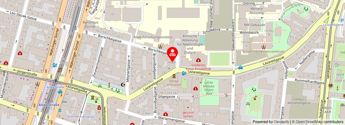 Street map section around the address