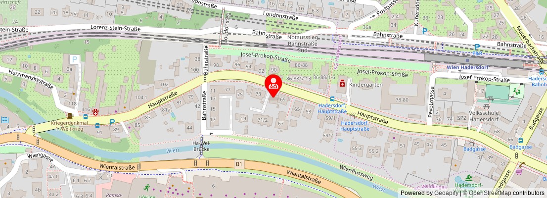 Street map section around the address