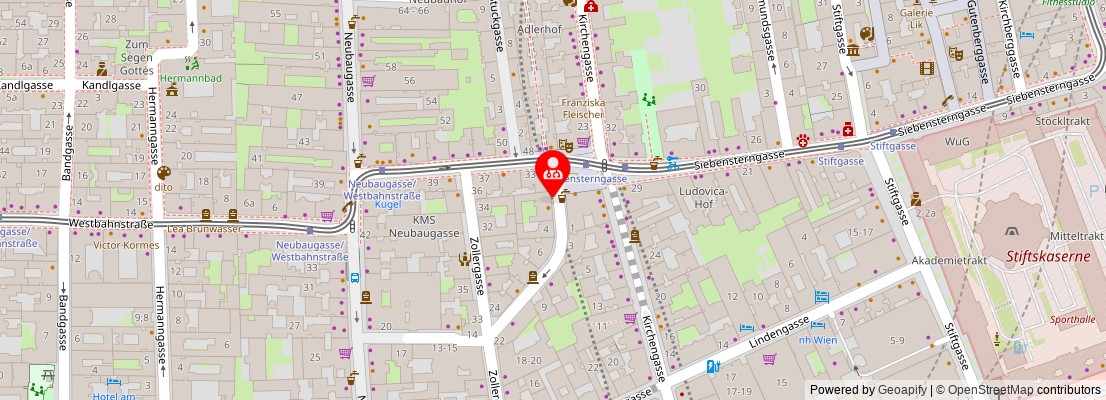 Street map section around the address