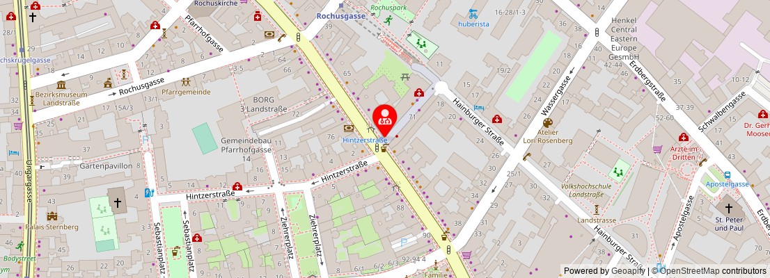 Street map section around the address