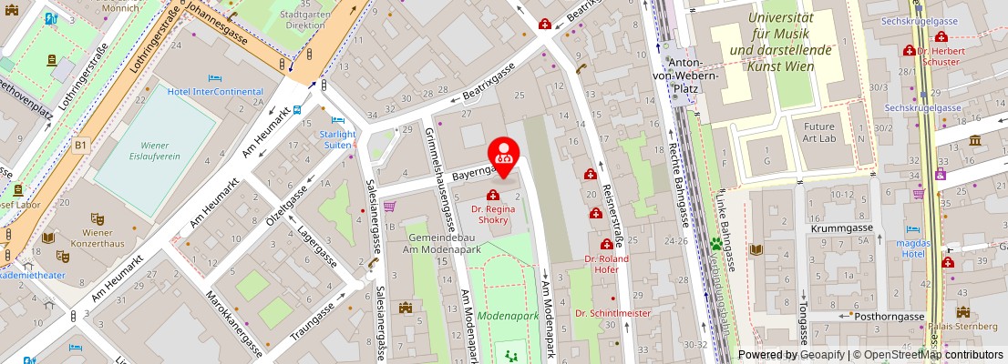 Street map section around the address