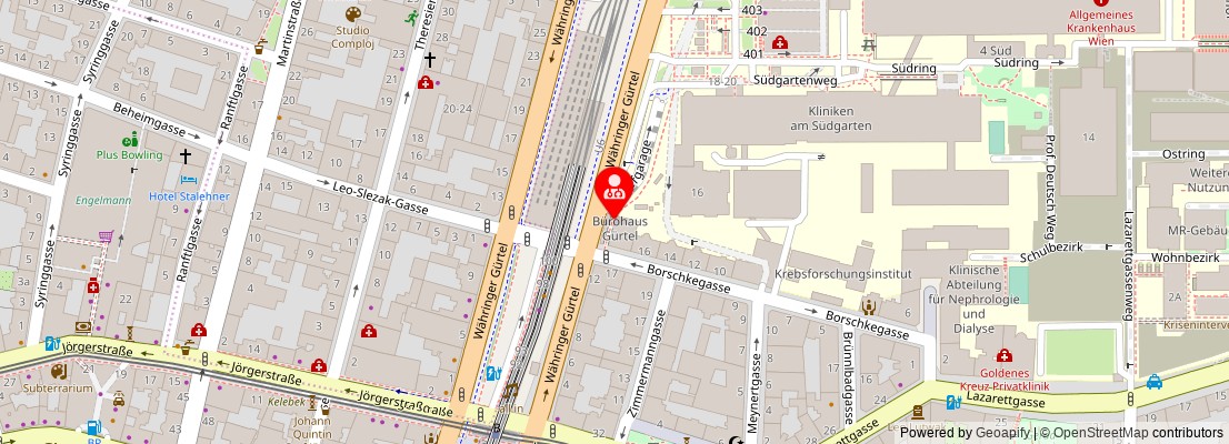 Street map section around the address