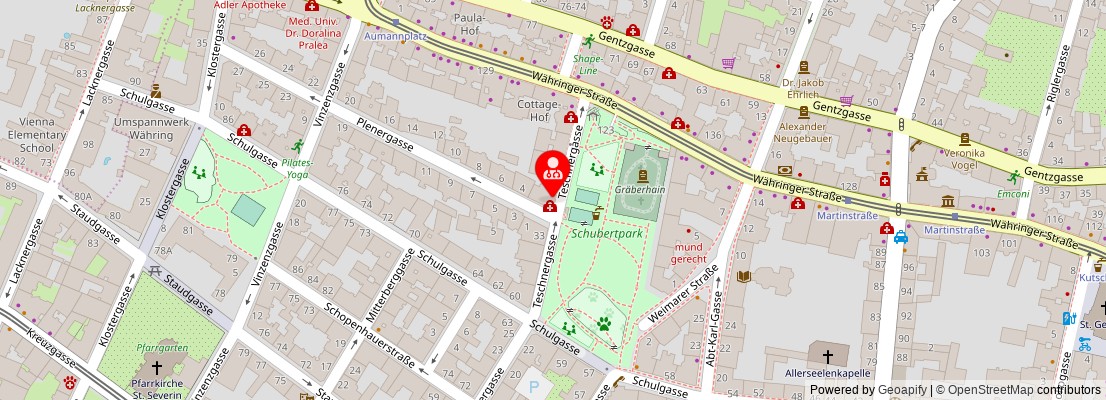 Street map section around the address