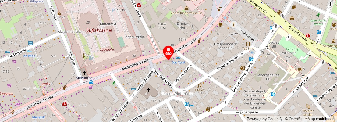 Street map section around the address