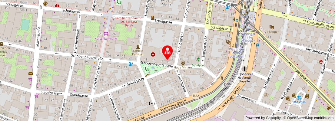 Street map section around the address