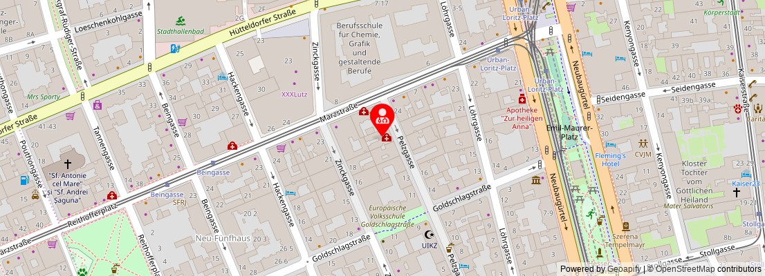 Street map section around the address