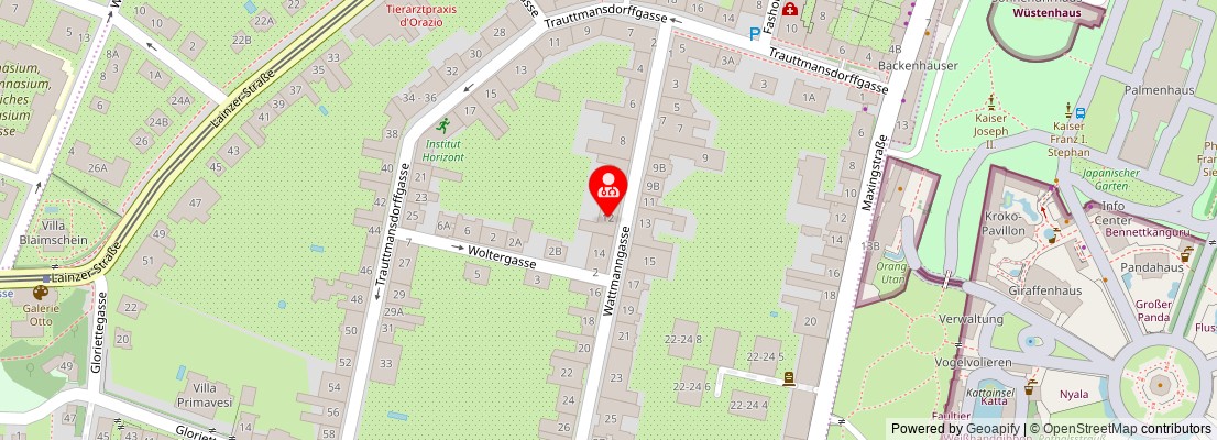 Street map section around the address