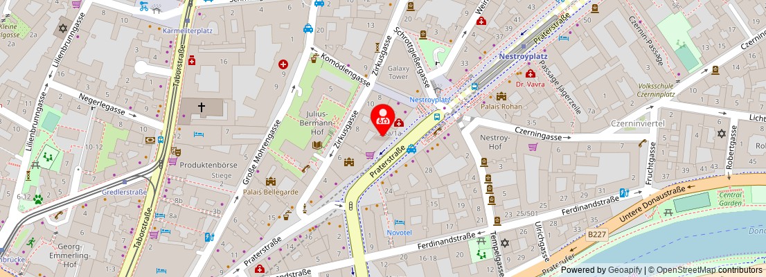 Street map section around the address