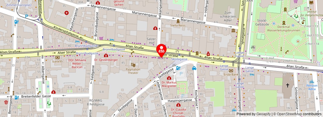 Street map section around the address