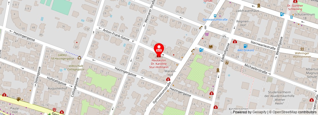 Street map section around the address