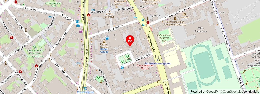 Street map section around the address