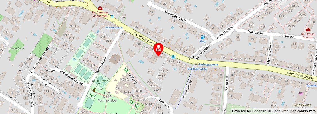 Street map section around the address