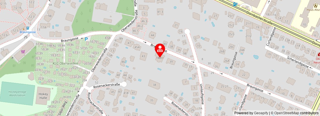 Street map section around the address