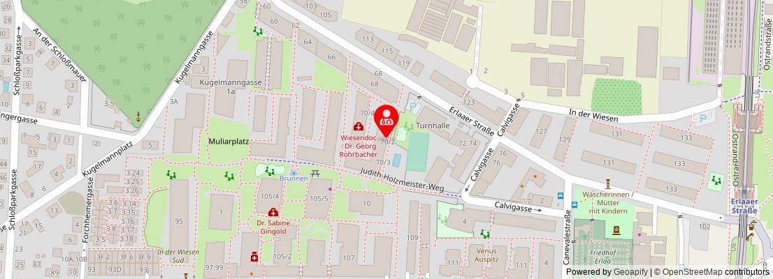 Street map section around the address