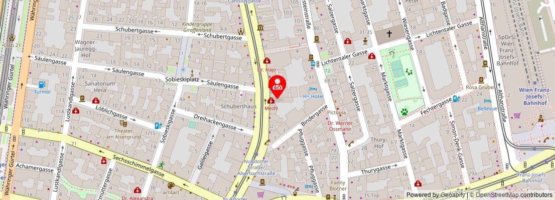 Street map section around the address