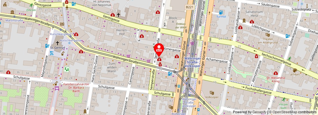 Street map section around the address