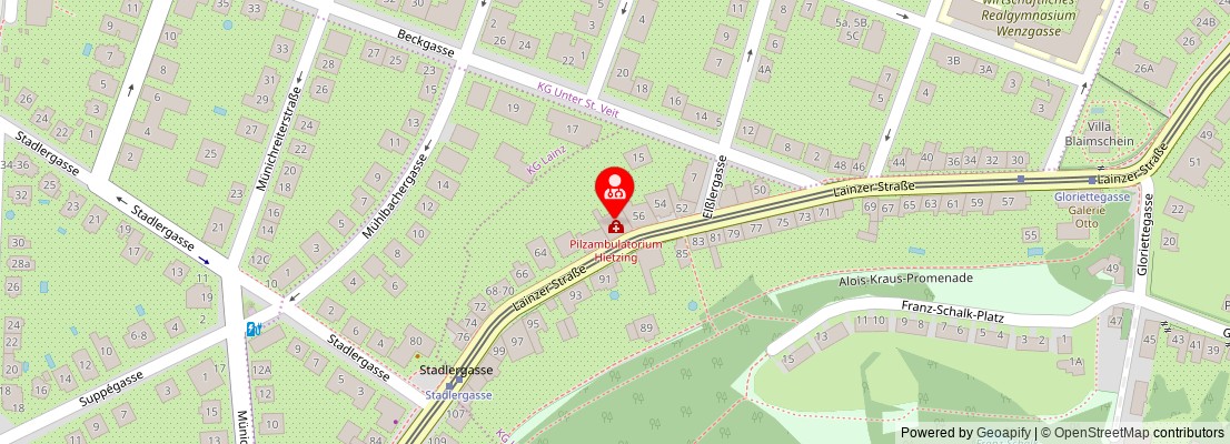 Street map section around the address