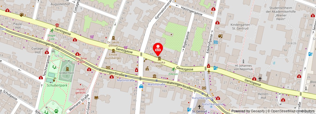 Street map section around the address