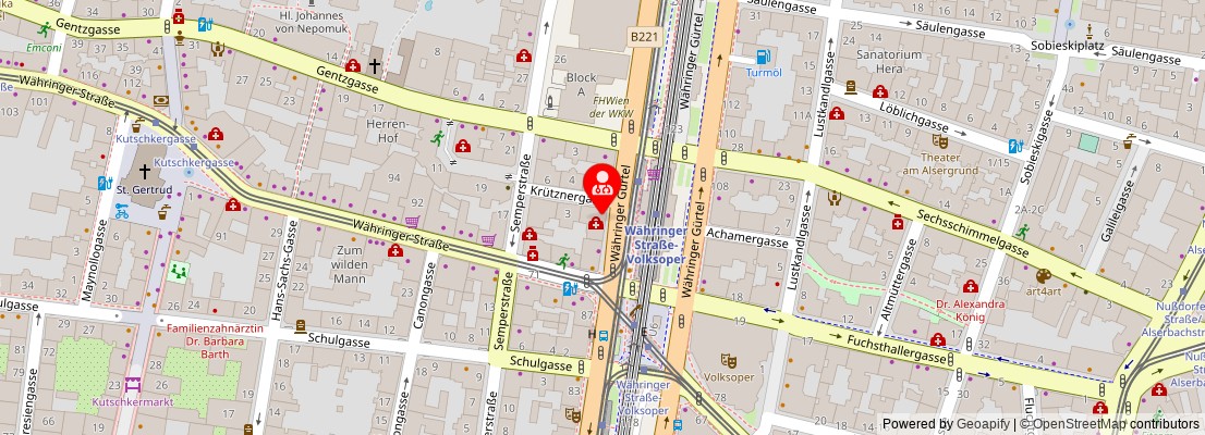 Street map section around the address