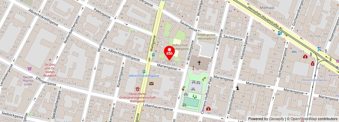 Street map section around the address