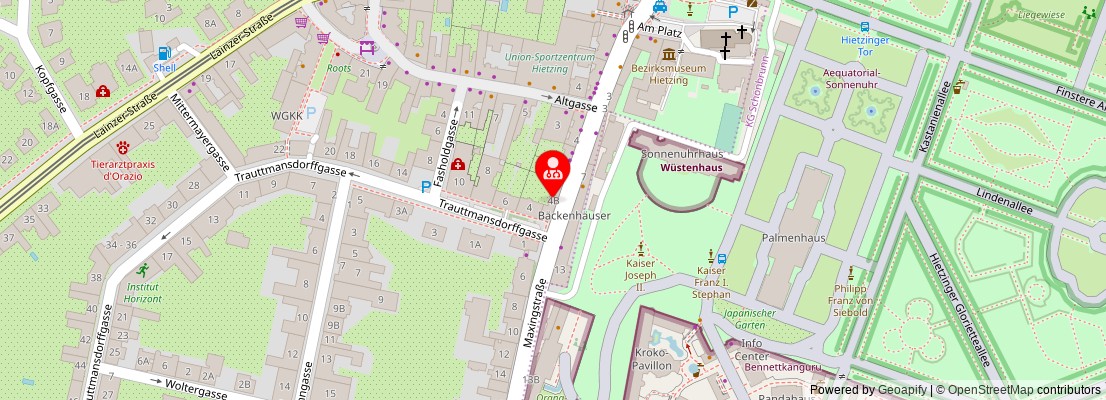 Street map section around the address