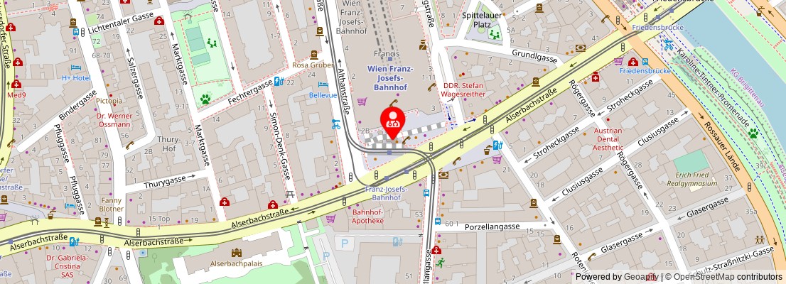 Street map section around the address