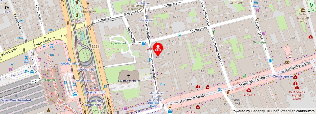 Street map section around the address