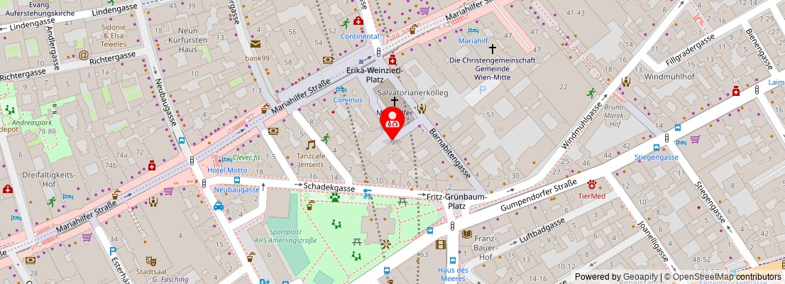 Street map section around the address