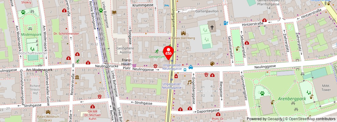 Street map section around the address