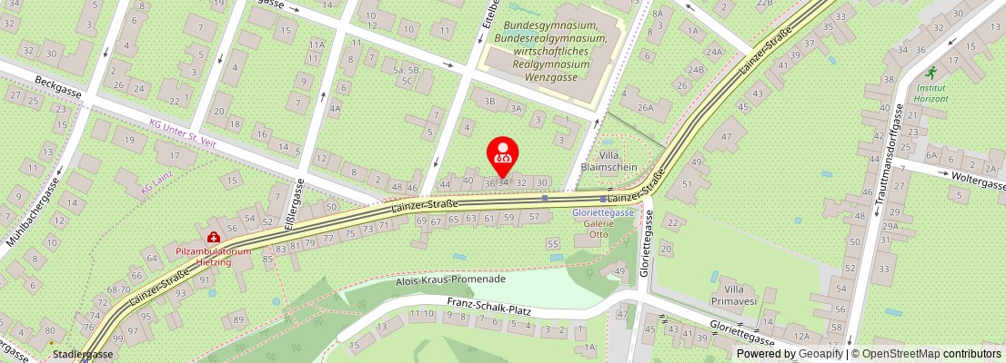 Street map section around the address