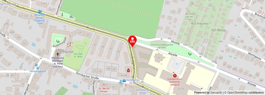 Street map section around the address