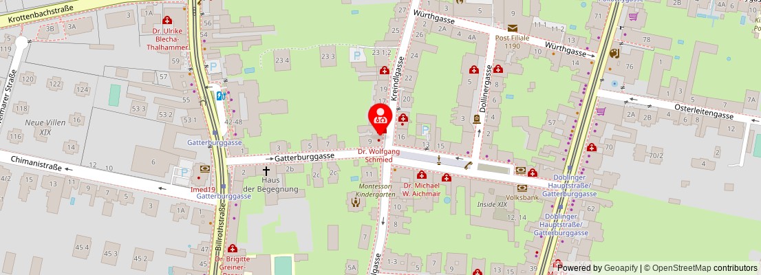 Street map section around the address