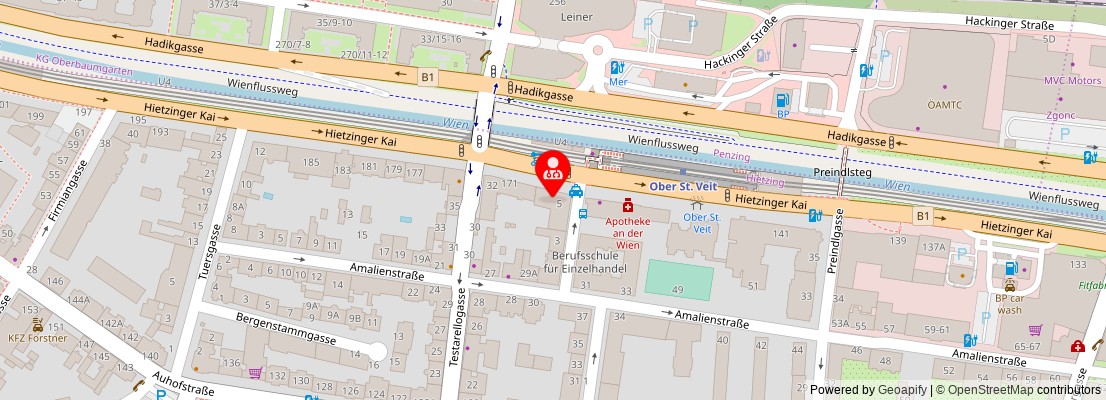 Street map section around the address