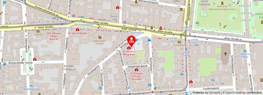 Street map section around the address