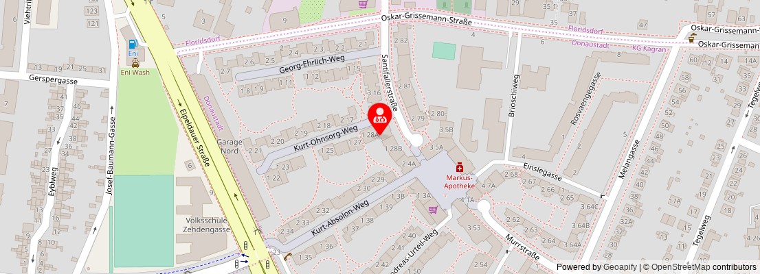 Street map section around the address