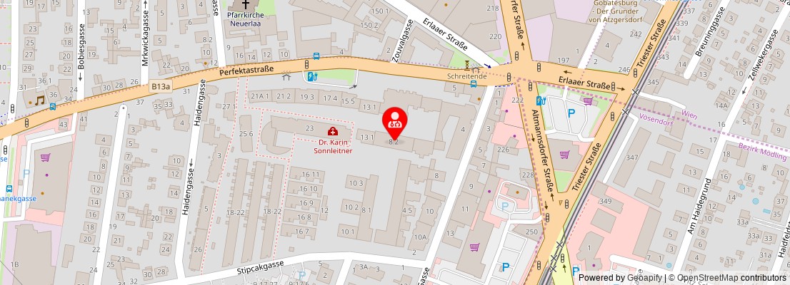 Street map section around the address