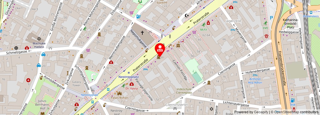 Street map section around the address