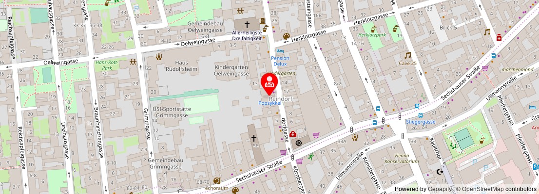 Street map section around the address