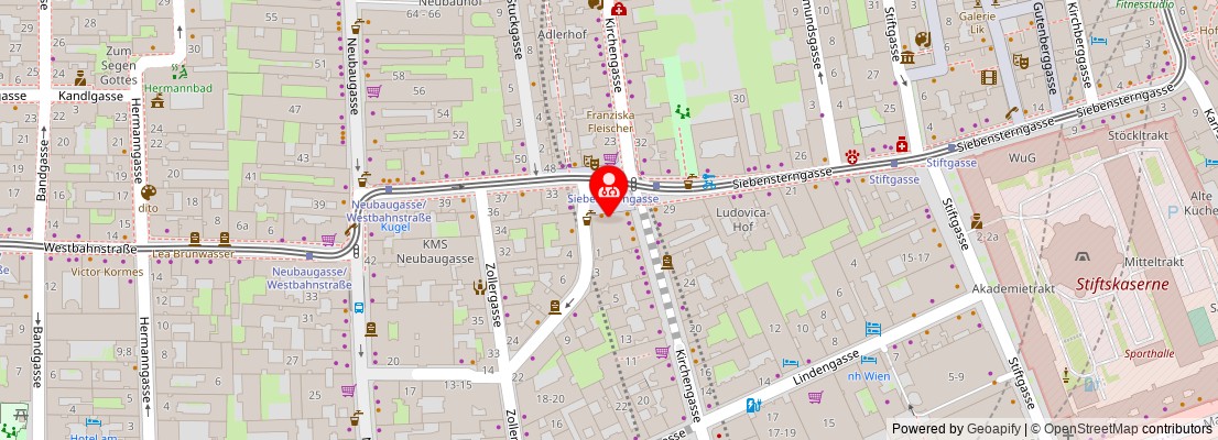 Street map section around the address