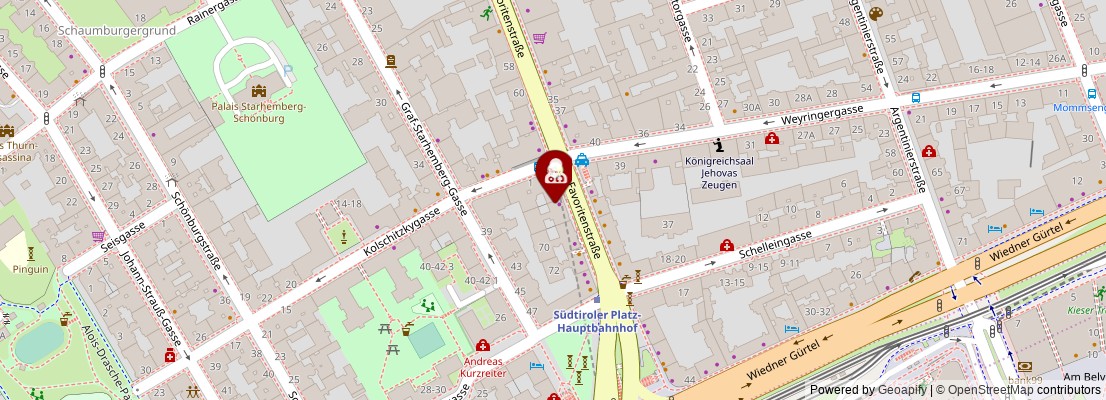 Street map section around the address