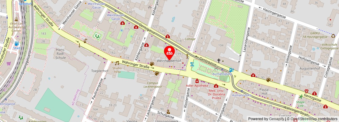 Street map section around the address