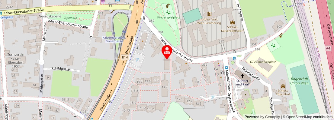 Street map section around the address