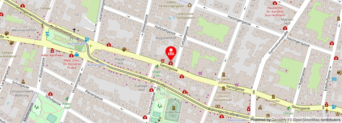 Street map section around the address