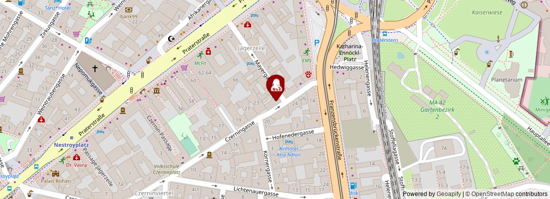 Street map section around the address