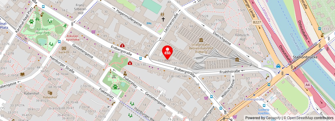 Street map section around the address