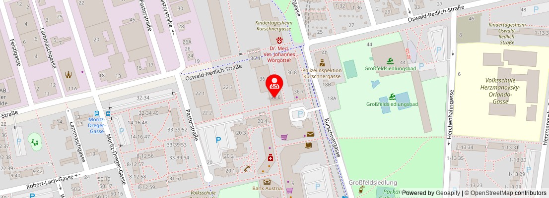 Street map section around the address