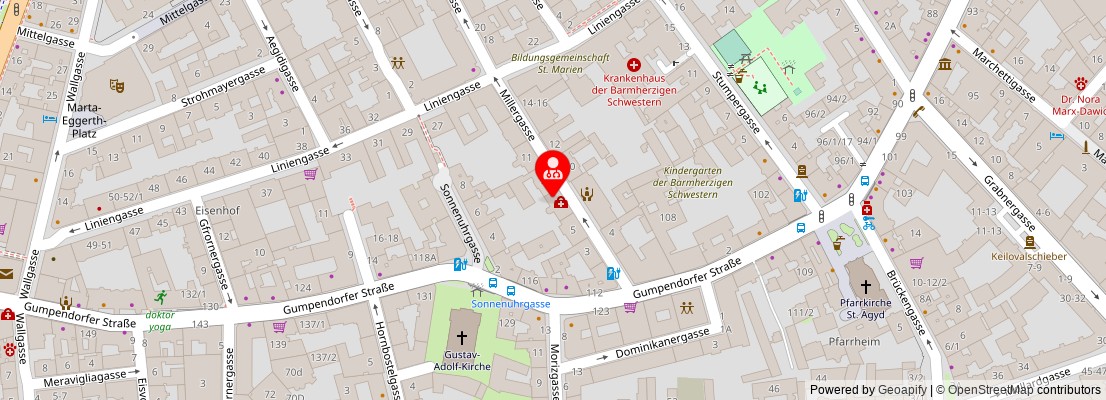 Street map section around the address